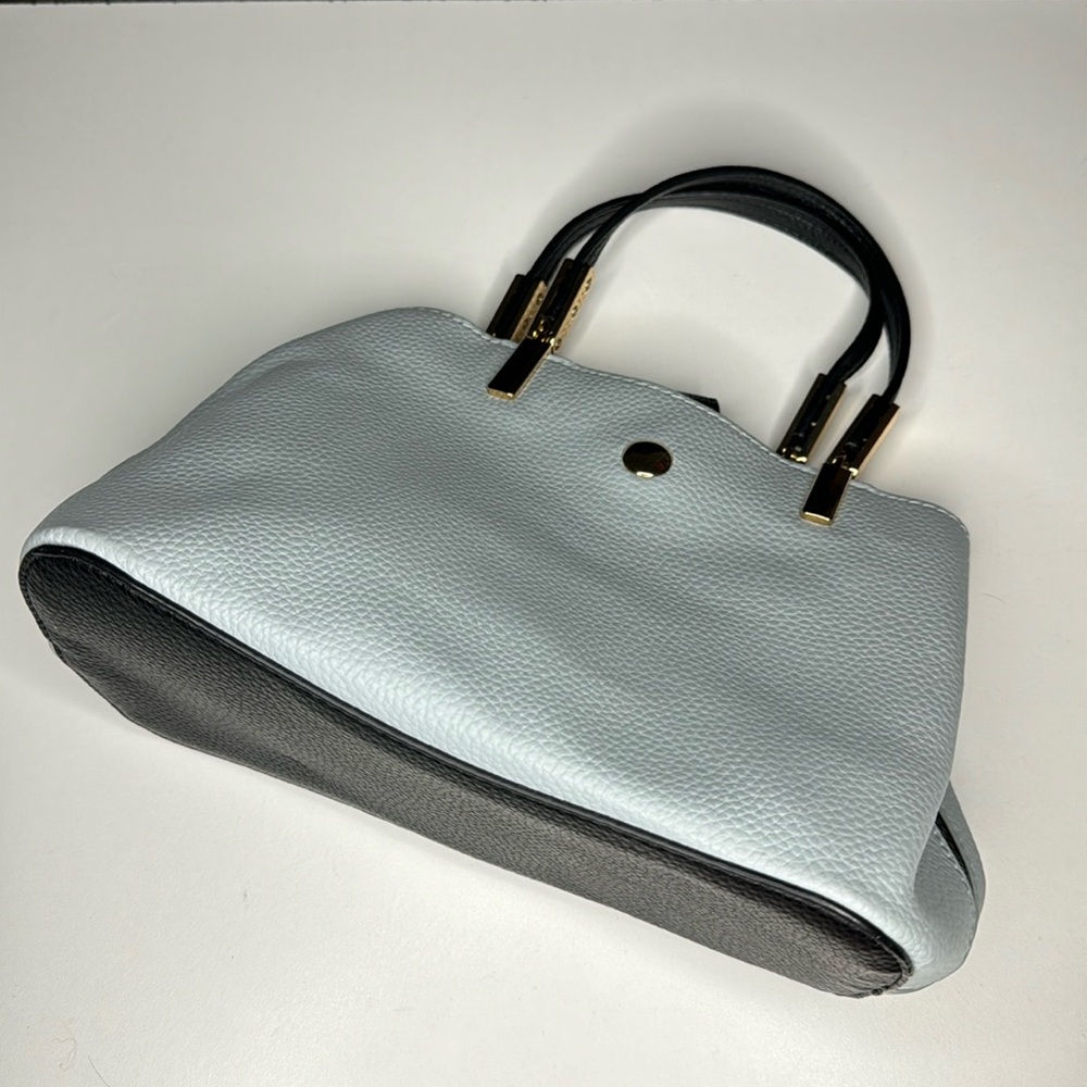 baby blue and black mini bag